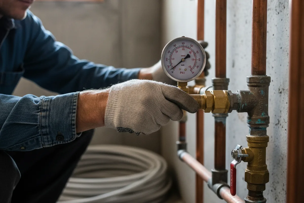 Pressure testing a repaired line during Water Line Repair in Paterson